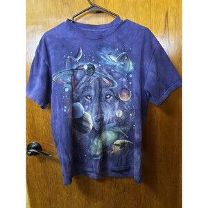 The Mountain Purple Wolf of the Cosmos T-shirt unisex size Medium 100% Cotton